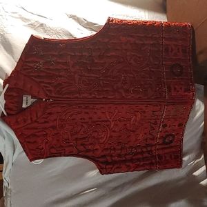 Ladies red vest with beads
